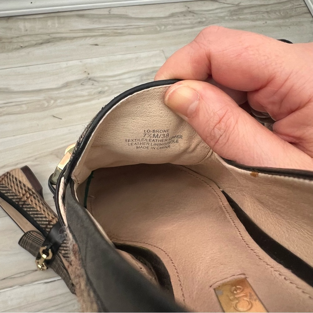 Louise et Cie Lo Brone Brown Plaid Chain Loafers - Picture 8 of 10